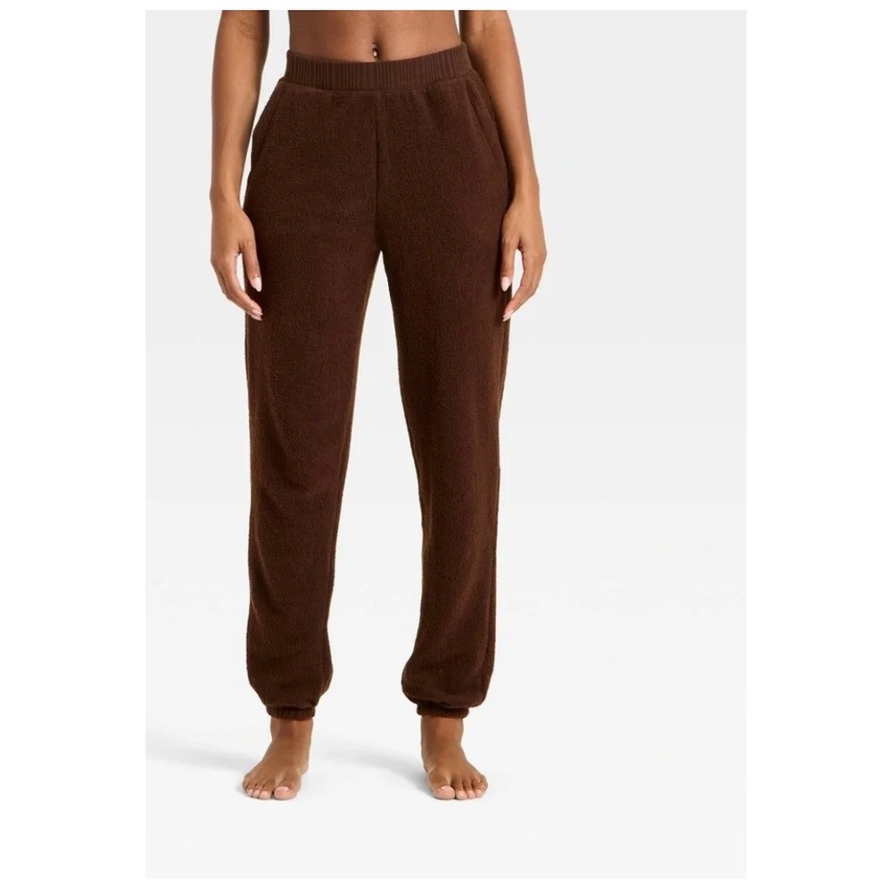Auden Brown Teddy Jogger Sweatpants XL  Cotton Blend Lounge Pants NWOT